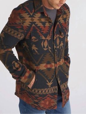 Grayers Southwestern Aztec Button-Up Flannel Shirt Jacket Large
